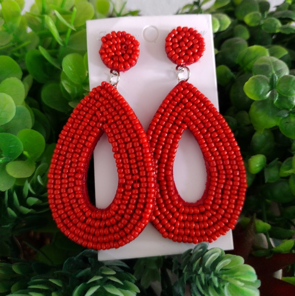 Red earrings.